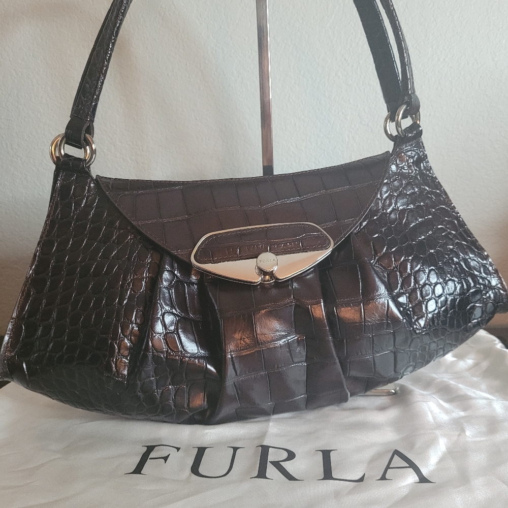 FURLA BRERA CROC SHOULDER BAG - Picture 4 of 13